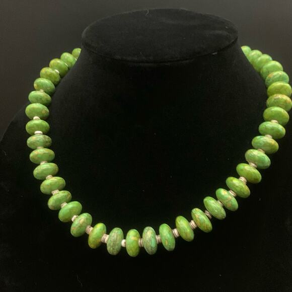 Vintage Green Copper Turquoise Necklace - Picture 16 of 16